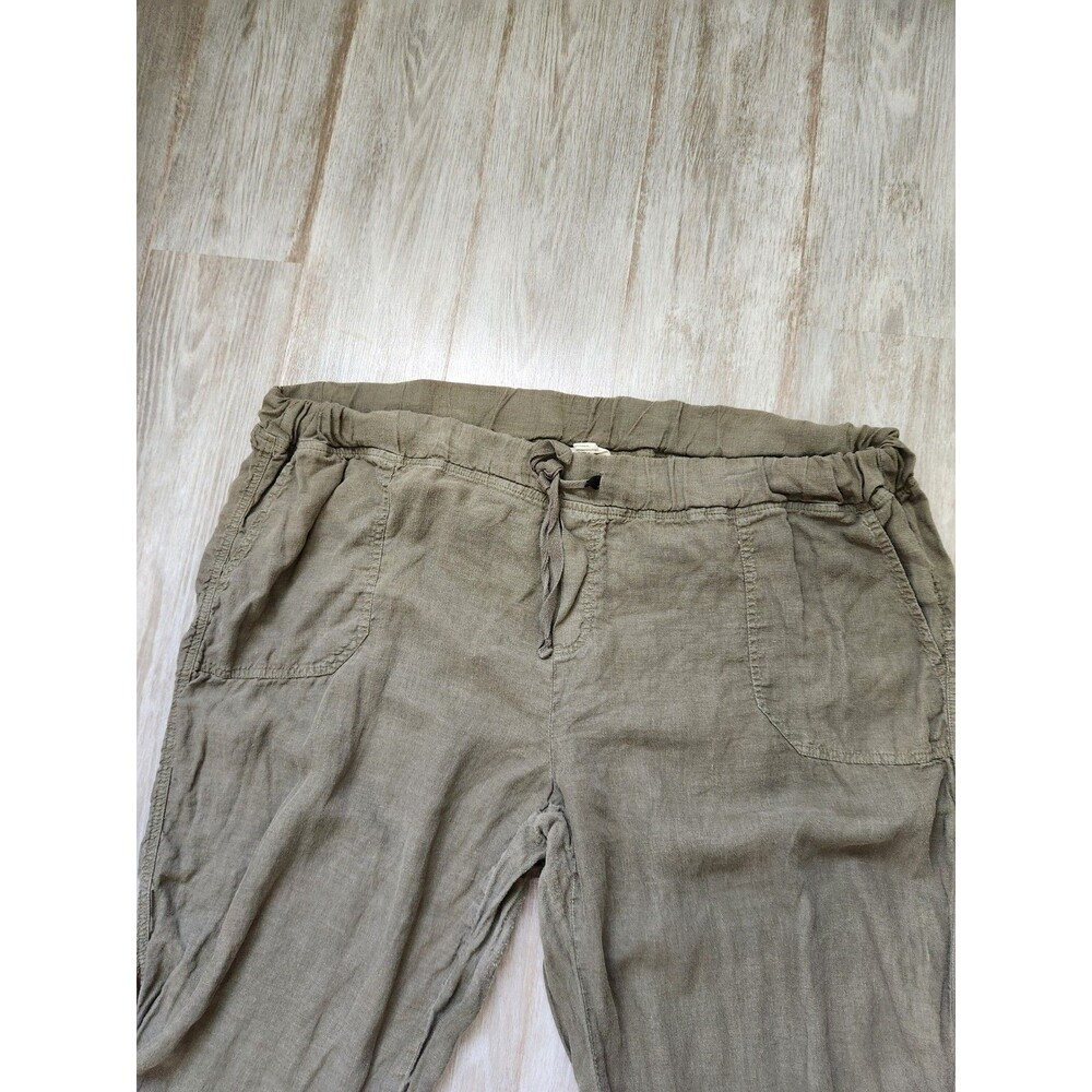 CASLON Linen Jogger Pants Green Drawstring Elastic Waist Relaxed Fit 20W GUC - Picture 2 of 10